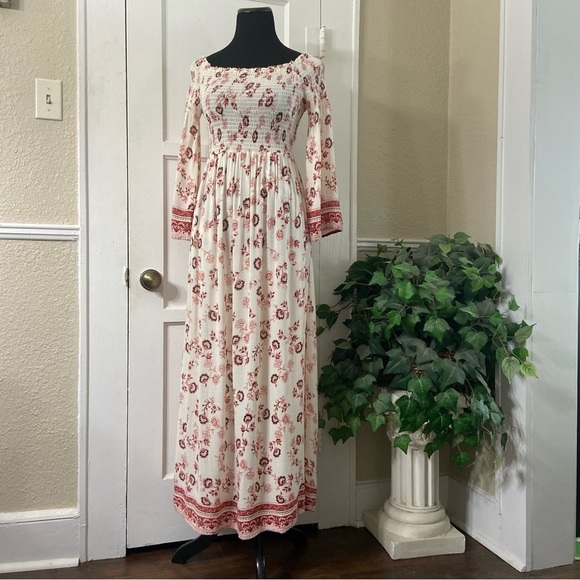 Altar’d State Floral Smocked Maxi Bell Sleeves Dress - Picture 1 of 16